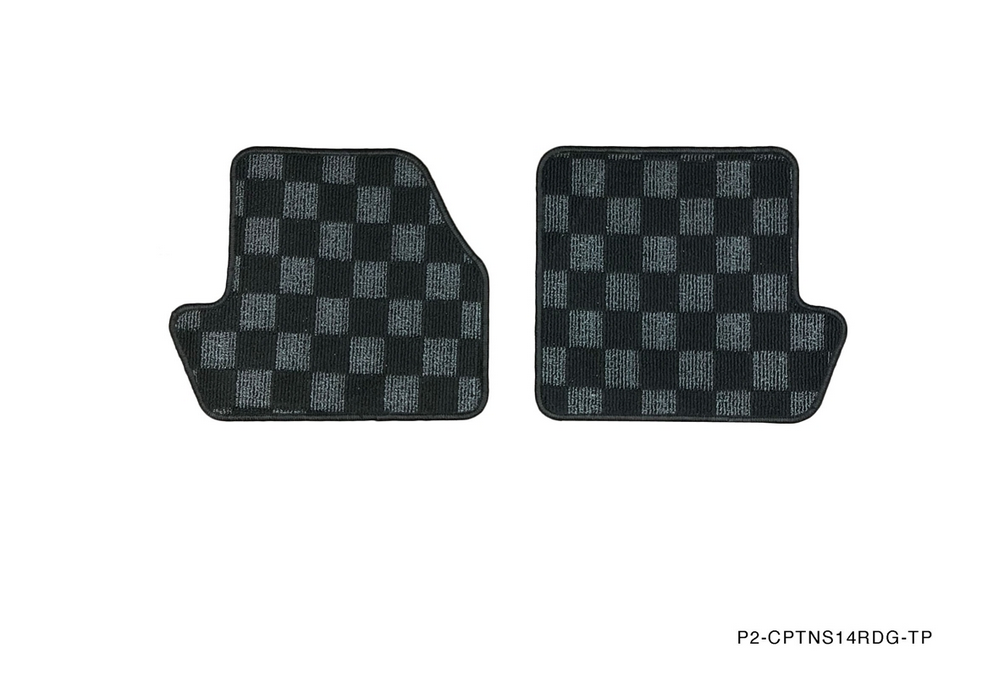 P2M S14 240sx Rear Checkered Race Floor Mats - Dark Grey