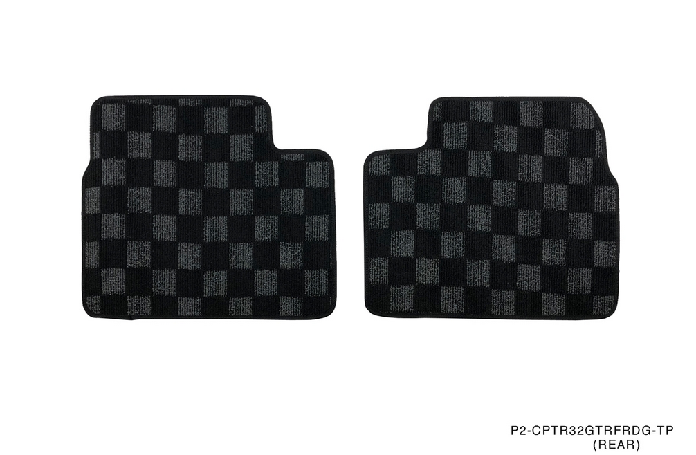 P2M R32 GTR Skyline Front + Rear Checkered Race Floor Mats
