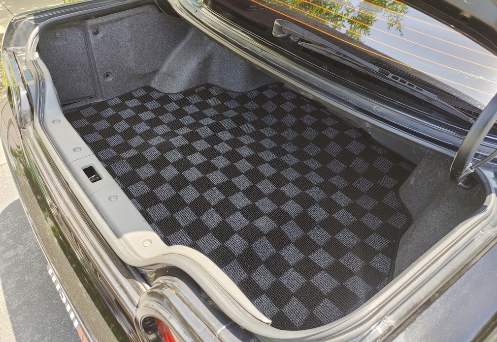 P2M R32 GTR Skyline Checkered Rear Trunk Mat - Dark Grey