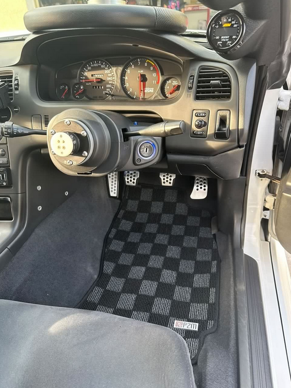 P2M R33 GTR Skyline Front + Rear Checkered Race Floor Mats
