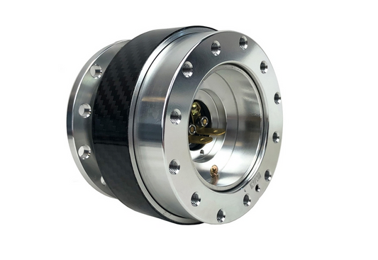 P2M V1 Steering Wheel Quick Release Kit - Carbon Ring Silver Base