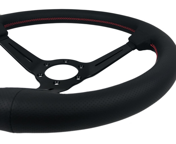 P2M 340mm Competition Steering Wheel - 60mm Deep Dish Perforated Leather