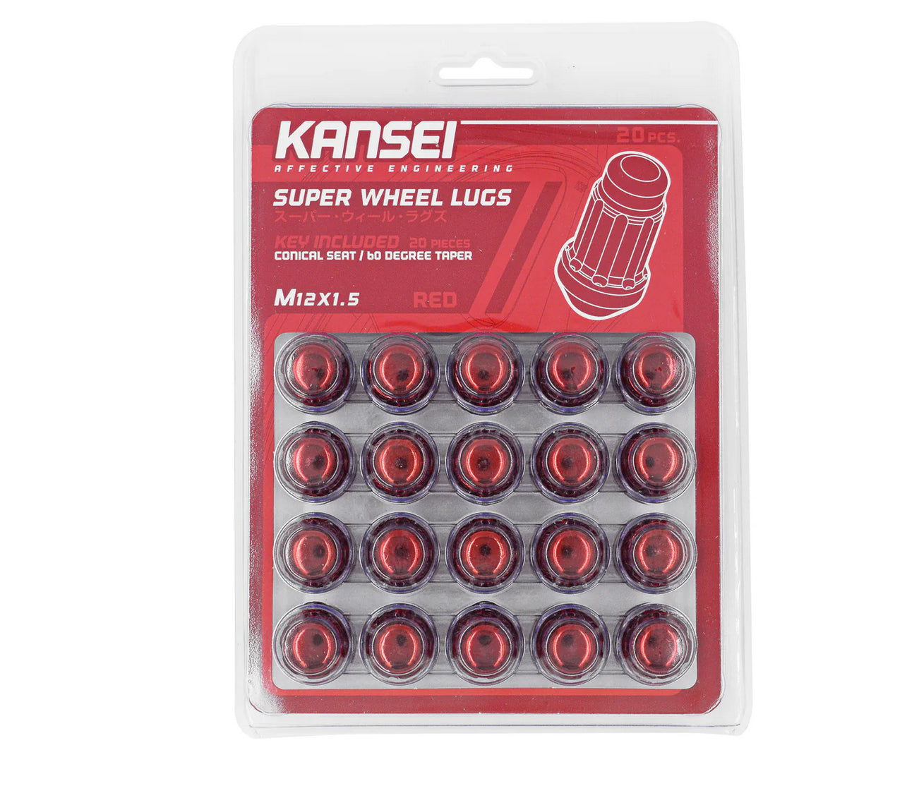 Kansei 12X1.5 Red Spline Acorn (20Pc Kit)