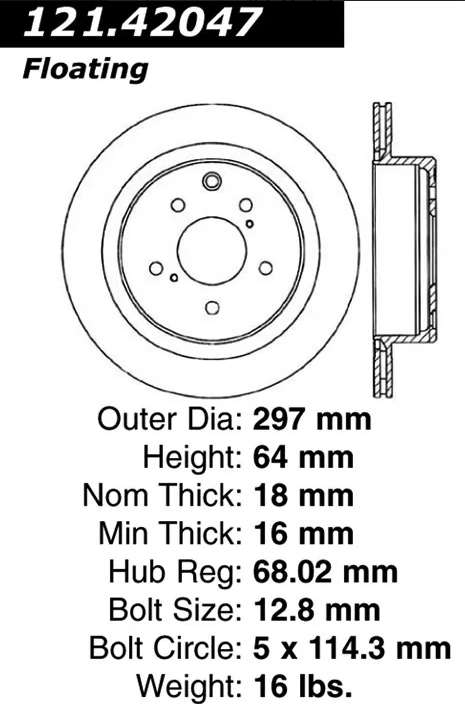 Centric 300ZX Z32 / Skyline (5 Lug conversion) Rear Rotor - SINGLE
