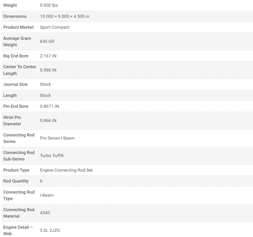 Manley Turbo Tuff Pro Series I-Beam Connecting Rod Set - 2JZ GTE / 2JZ GE