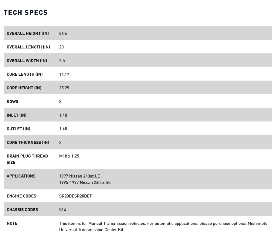 Mishimoto X-LINE 95-98 240sx S14 / S15 SR20DET 3-Row Aluminum Radiator