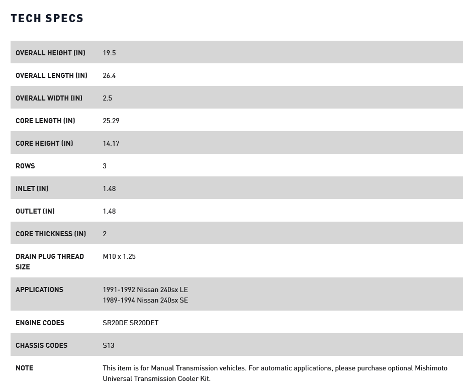 Mishimoto X-LINE 89-94 240sx S13 SR20DET 3-Row Aluminum Radiator