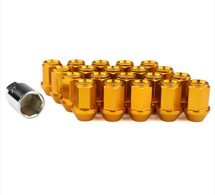 Project Kics 12x1.25 Leggdura Racing Lug Nuts - Yellow Gold w/Laser Logo (20 Pcs)