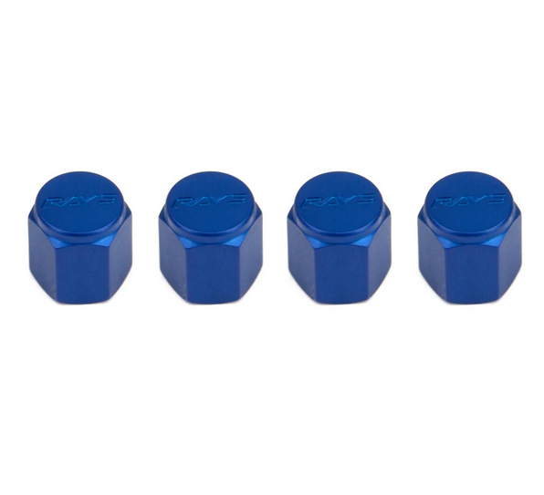 Rays Aluminum Wheel Air Valve Cap Set - Blue