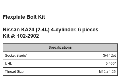 ARP Nissan KA24 2.4L Flexplate Bolt Kit