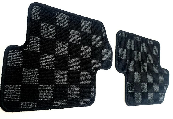 P2M S13 240sx Rear Checkered Race Floor Mats - Dark Grey