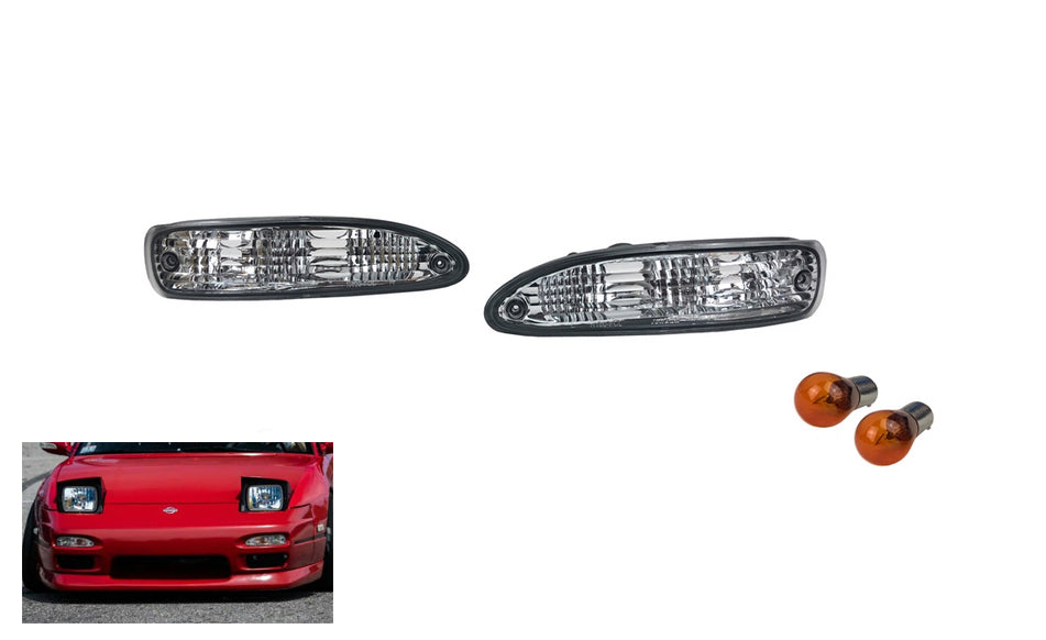 P2M S13 Crystal Front Turn Signal Lights Chuki Bumper - PAIR