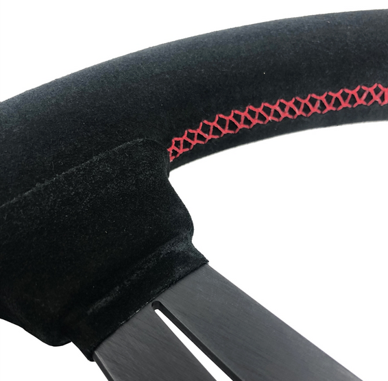 P2M 340mm Competition Steering Wheel - 30mm Dish Black Suede
