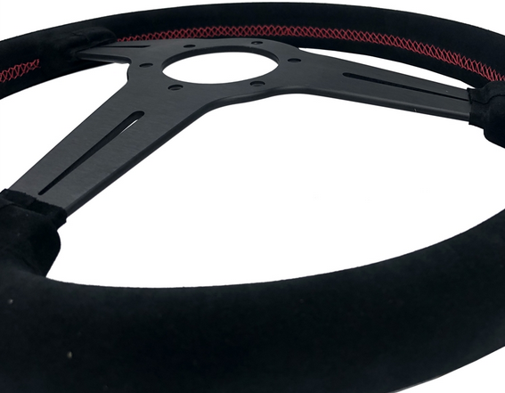 P2M 340mm Competition Steering Wheel - 30mm Dish Black Suede