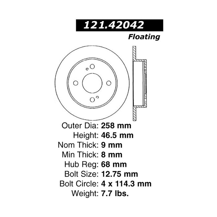 Centric C-Tek 240sx S13 / S14 (89-98) 4 Lugs Rear Rotor - SINGLE