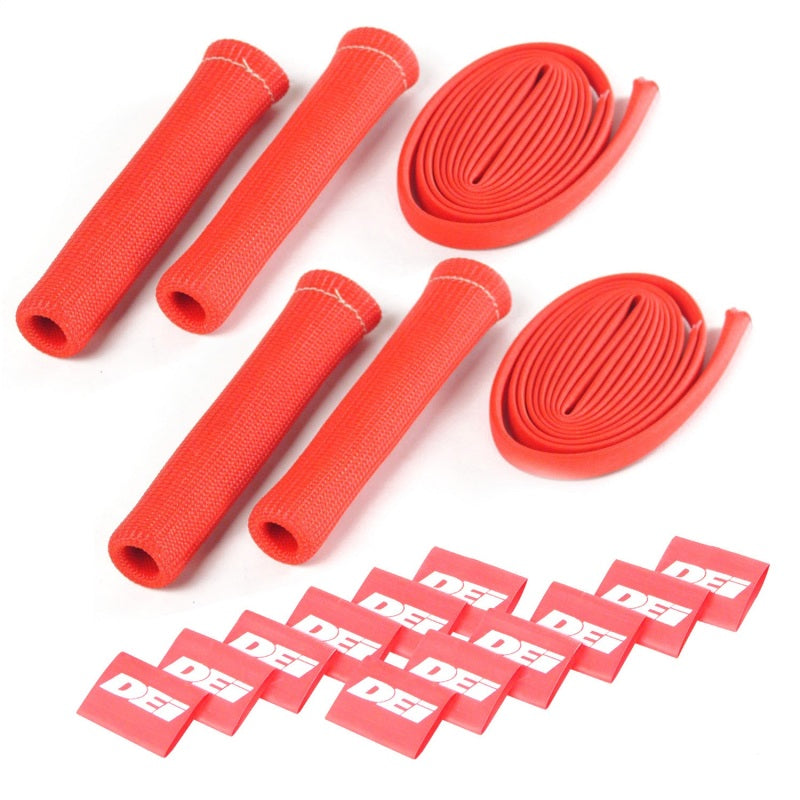 DEI Protect-A-Boot Spark Plug Wire Protector Kit - 4 Cylinder Kit - Red