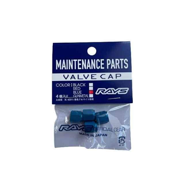 Rays Aluminum Wheel Air Valve Cap Set - Blue