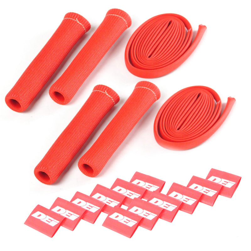 DEI Protect-A-Boot Spark Plug Wire Protector Kit - 4 Cylinder Kit - Red