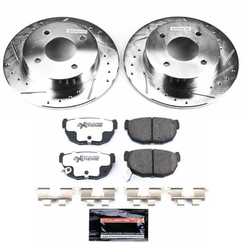 Power Stop 89-98 240SX Z26 Street Warrior Drilled & Slotted Brake Kit - Rear 4 Lug