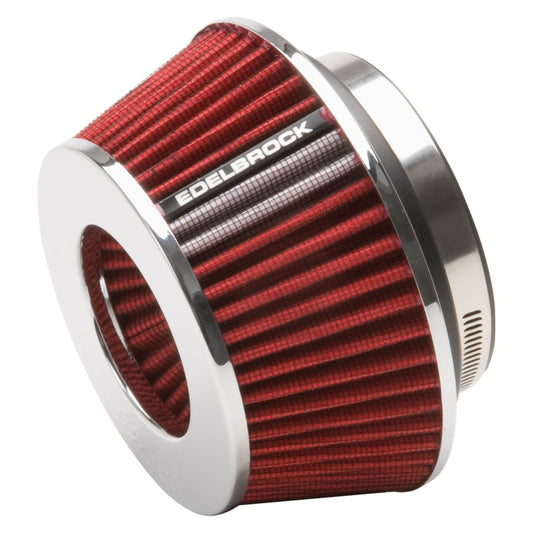 Edelbrock Air Filter - up to 340hp - Pro-Flo Series Conical 3.7in Red/Chrome