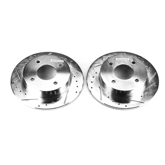 Power Stop 89-98 240SX Extreme Performance Drilled and Slotted Rotors - Rear 4 Lug - Pair
