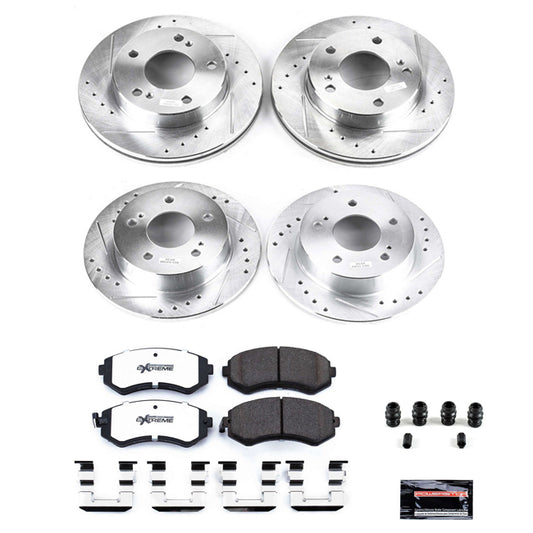 Power Stop 94-96 240SX Z26 Street Warrior Drilled & Slotted Brake Kit - Front 5 Lug
