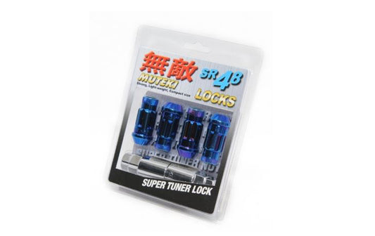 Wheel Mate Muteki SR48 Open End Lug Lock Nut 4PCS 12x1.25 48mm - Burning Blue Neon