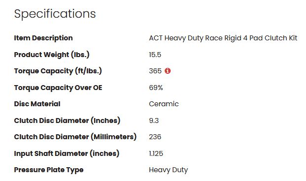 ACT Heavy Duty Race Rigid 4 Pad Clutch Kit 2JZ (non turbo) 365tq