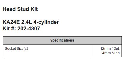 ARP Head Stud Kit Nissan KA24E (SOHC)