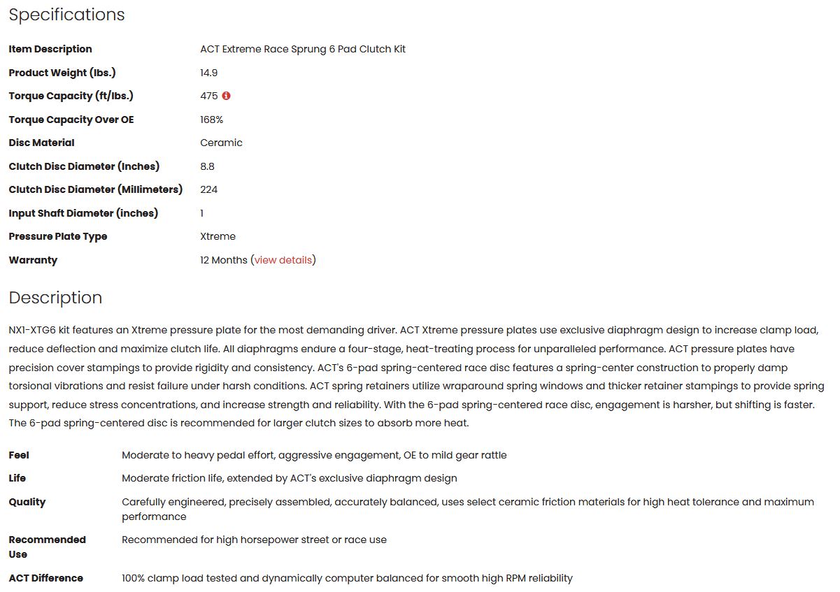 ACT Heavy Duty Performance Street Sprung Clutch Kit 240sx KA24DE 475tq