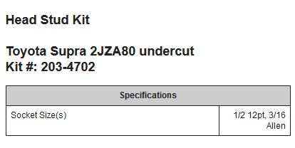 ARP Head Stud Kit 2JZ GE / 2JZ GTE Undercut