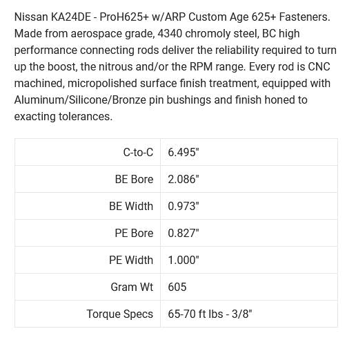 Brian Crower Connecting Rods - KA24DE - 6.495 - BC625+ w/ARP Custom Age 625+ Fasteners