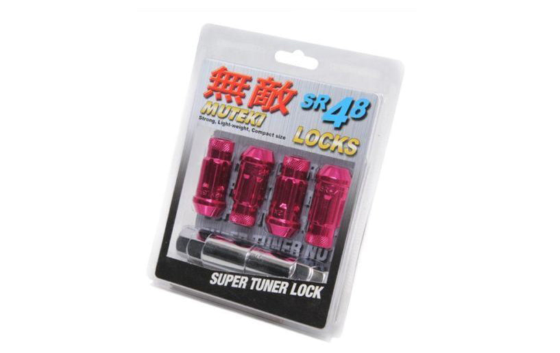 Wheel Mate Muteki SR48 Open End Locking Lug Nut Set of 4 - Pink 12x1.25 48mm