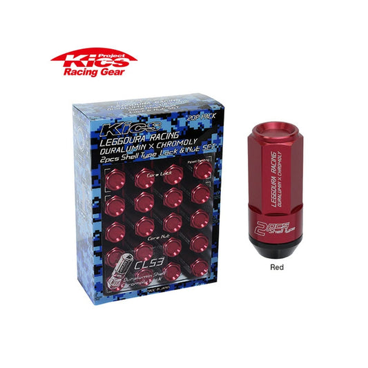 Project Kics Leggdura Racing Lug Nut 53mm Closed-End 16 Pcs + 4 Locks 12X1.25 Red