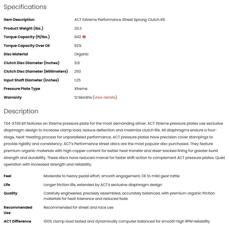 ACT Extreme Performance Street Sprung Clutch Kit 2JZ GTE 642tq