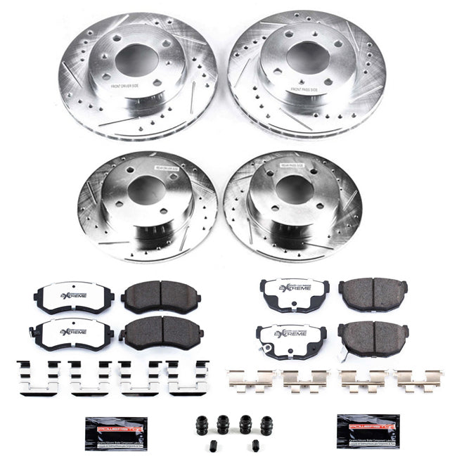 Power Stop 89-96 240SX Z26 Street Warrior Drilled & Slotted Brake Kit - Front & Rear 4 Lug