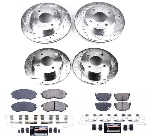 Power Stop 89-96 240SX Z23 Evolution Sport Drilled & Slotted Brake Kit - Front & Rear 4 Lug