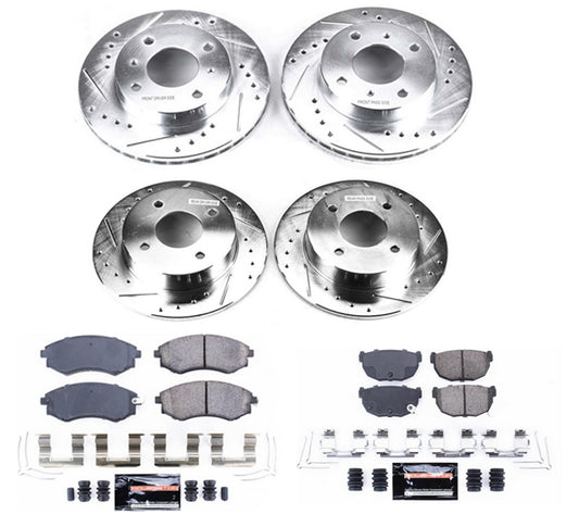 Power Stop 89-96 240SX Z23 Evolution Sport Drilled & Slotted Brake Kit - Front & Rear 4 Lug
