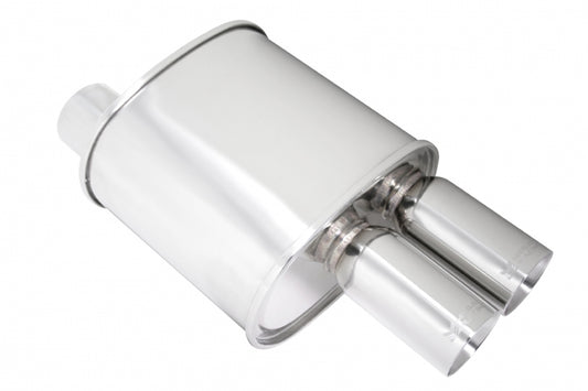 Megan Universal Exhaust F-RT Dual Tip Muffler - 3in Dia / 3in Tip