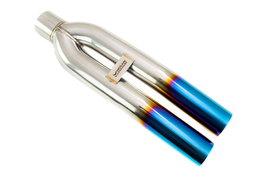 Megan 3in Universal Dual Blast Pipes Exhaust Angled Tip - Burnt Blue