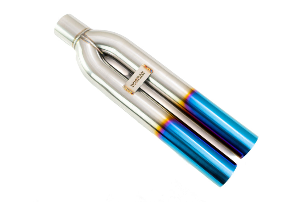Megan 3in Universal Dual Blast Pipes Exhaust Straight Tip - Burnt Blue