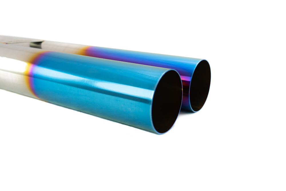 Megan 3in Universal Dual Blast Pipes Exhaust Straight Tip - Burnt Blue