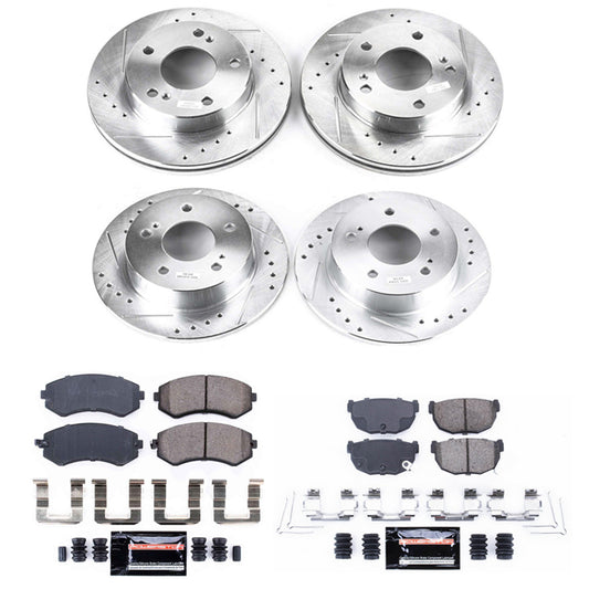 Power Stop 94-96 240SX Z23 Evolution Sport Drilled & Slotted Brake Kit - Front & Rear 5 Lug