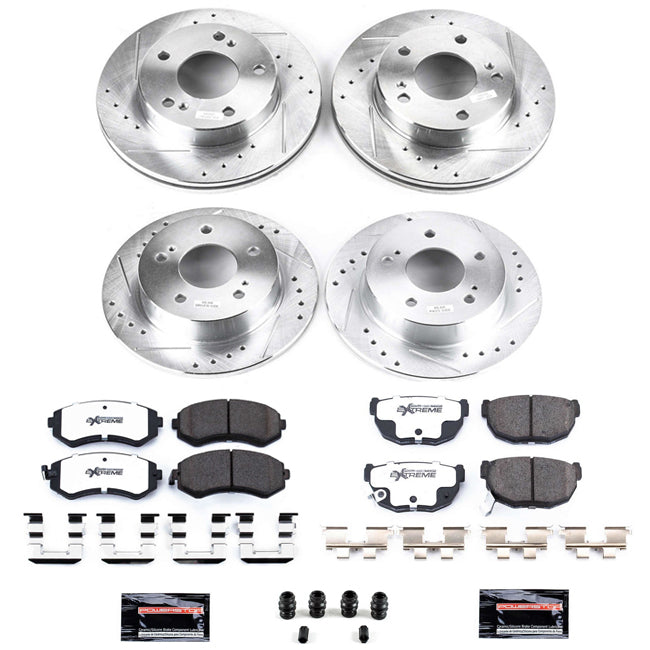Power Stop 94-96 240SX Z26 Street Warrior Drilled & Slotted Brake Kit - Front & Rear 5 Lug