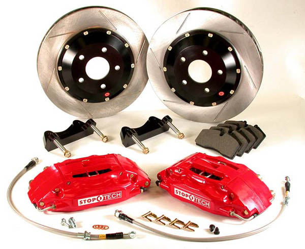 StopTech Big Brake Kit 300zx Calipers Slotted 332x32 Rotors Pads and SS Lines - Front