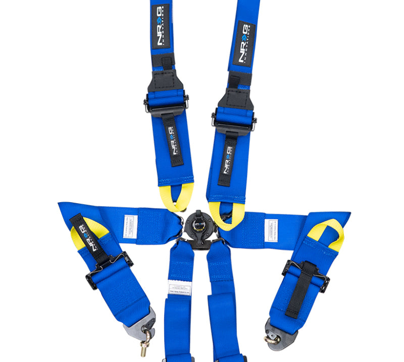 NRG FIA 6 point 3in Seat Belt - Rotary CamLock Harness - Blue
