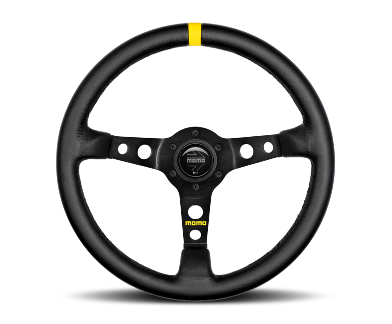 Momo MOD. 07 350 mm Steering Wheel - Leather/Black Spokes/1 Stripe