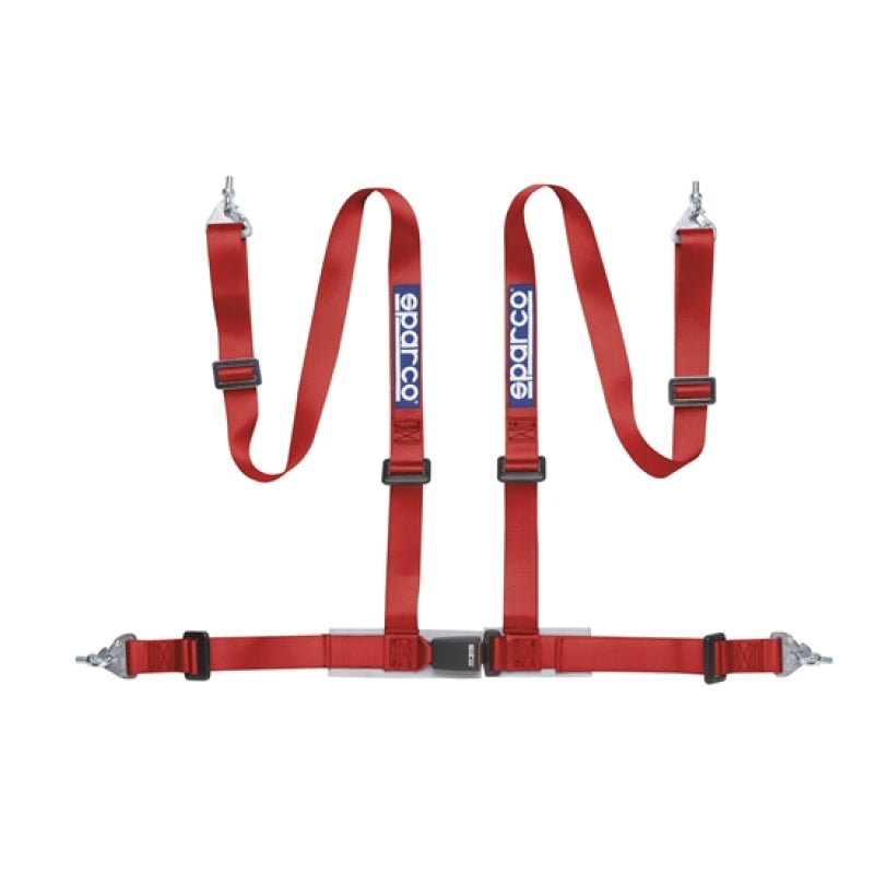 Sparco 4pt Seat Belt Harness 2in - Snap-in - Red