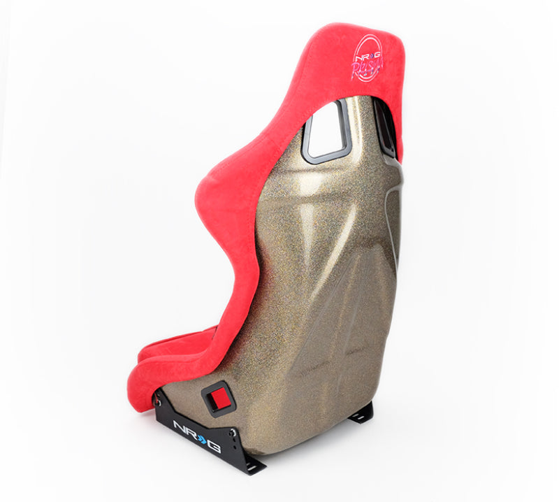 NRG FRP Bucket Seat ULTRA Edition Red Alcantara / Gold Glitter - Large
