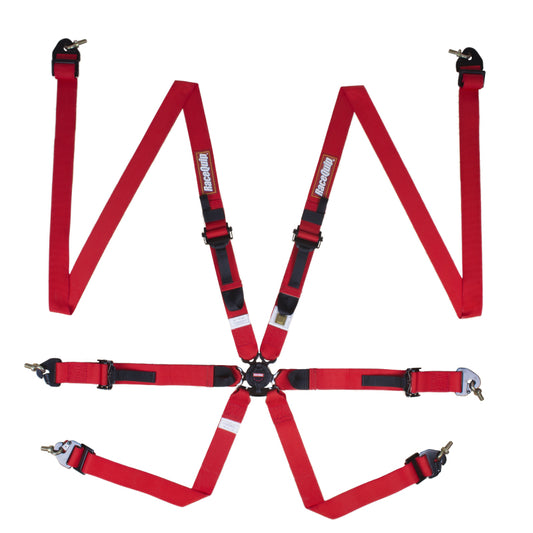 RaceQuip FIA 6pt 2in Harness Seat Belt Camlock Pull Up - Red